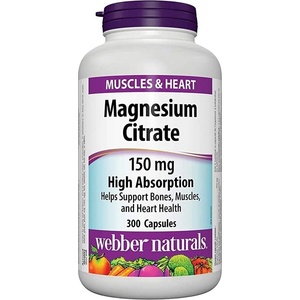 Webber Naturals Магнезий цитрат с висока абсорбция, 150 mg х 300 капсули (5197 WN)