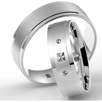 Blink Blink Rovné obrúčky s vysokolesklým okrajom a kameňmi z bieleho zlata 8150 BL