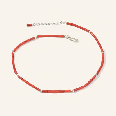 SilveAmo Choker z červeného prírodného korálu K014
