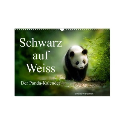 Schwarz auf Weiß Der Panda Wand DIN A3 quer, CALVENDO Monats 2026
