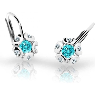 Danfil detské náušnice kvetiny C2178 z bieleho zlata mint green klapka