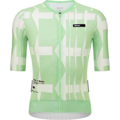 Santini Фланелка с къс ръкав за колоездене Santini Mads Pedersen Momentum Series S/S Jersey Cycling jersey - Verde Menta (056-4328-0212)