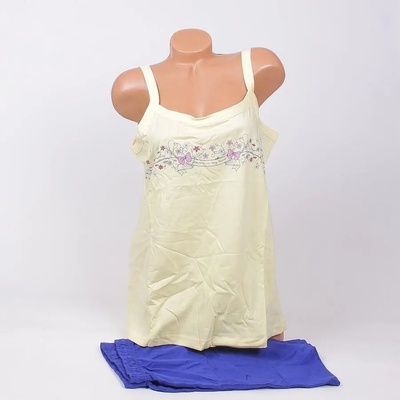 Лятна макси пижама в жълто и синьо