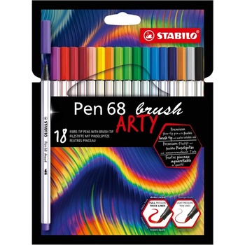 STABILO Комплект флумастери, Stabilo, Pen 68 Brush Arty ST568/18-21-20, 18 цвята (ST568/18-21-20)