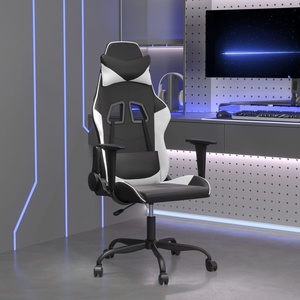 vidaXL Гейминг стол, черно и бяло, изкуствена кожа (3143646)