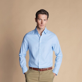 Charles Tyrwhitt Non-Iron Twill Shirt - Sky Blue - Classic fit | 42 | 91 (Стандартен) Негладима риза от кепър Официални