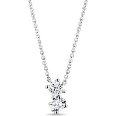 Klenota Jemný náhrdelník cluster z bieleho 14k zlata s diamantmi N1004202