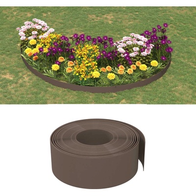 vidaXL Градински кант, кафяв, 10 м, 20 см, полиетилен (154401)