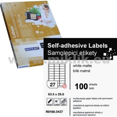 Rayfilm R0100.0437A samolepící 63,5x29,6mm bílé 100 listů
