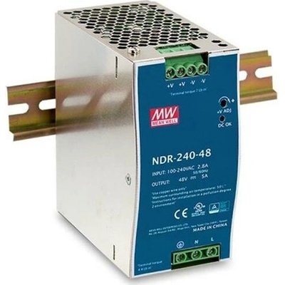 Mean Well NDR-240-48 Průmyslový napájecí spínaný zdroj 48V 240W na DIN