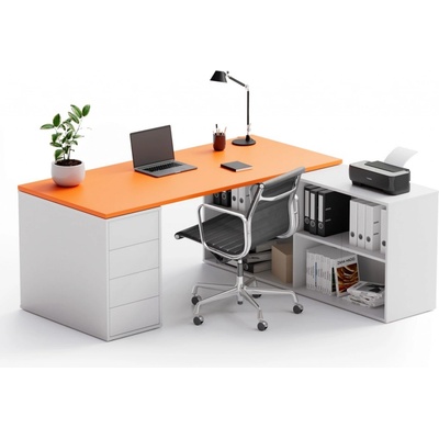 Plan s úložným prostorem Block B04 bílý / oranžová