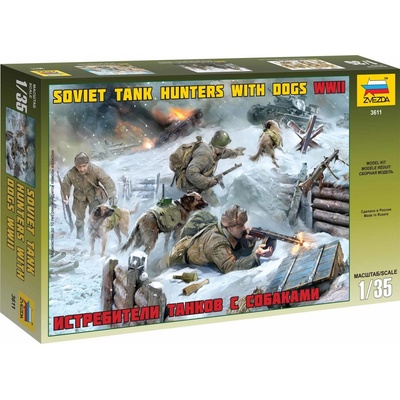 ZVEZDA Model Kit figurky 3611 Soviet Tank Hunters with dogs 1:35