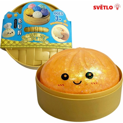 Squishy Dumpling Antistresový mačkací knedlíček perleťový svítící 8,5 cm