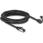 Delock RJ45 мрежов кабел Cat. 8.1 S/FTP, извит надолу под ъгъл 90 градуса / прав, 5 м, черен