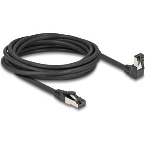 Delock RJ45 мрежов кабел Cat. 8.1 S/FTP, извит надолу под ъгъл 90 градуса / прав, 5 м, черен