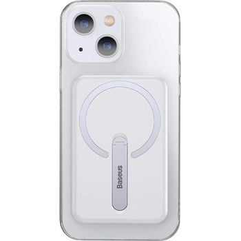Baseus Crystal Magnetic Glass Case With a Bracket - хибриден удароустойчив кейс с MagSafe и вградена поставка за iPhone 13 (прозрачен)