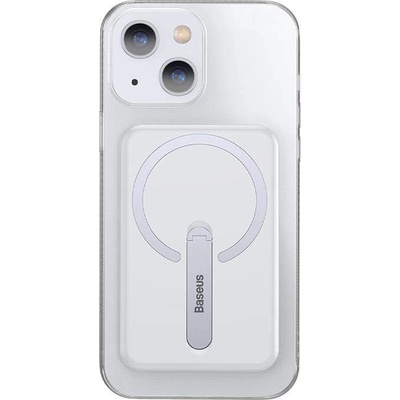 Baseus Crystal Magnetic Glass Case With a Bracket - хибриден удароустойчив кейс с MagSafe и вградена поставка за iPhone 13 (прозрачен)