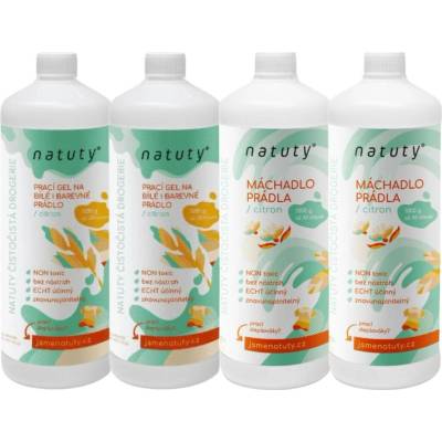 Natuty Prací gel na bílé i barevné prádlo s vůní citronu 2 x 1 l + Máchadlo prádla s vůní citronu 2 x 1 l
