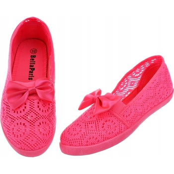 Detské čipkované baleríny s mašľou 6399