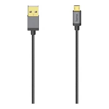 Hama 00200500 МИКРО USB КАБЕЛ, 480 MBPS, МЕТАЛ, ЧЕРЕН, 0, 75 M (00200500)
