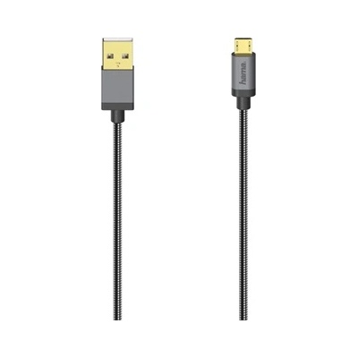 Hama 00200500 МИКРО USB КАБЕЛ, 480 MBPS, МЕТАЛ, ЧЕРЕН, 0, 75 M (00200500)
