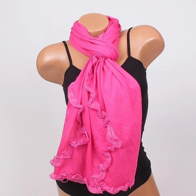 Дамски шал в цикламено с къдри