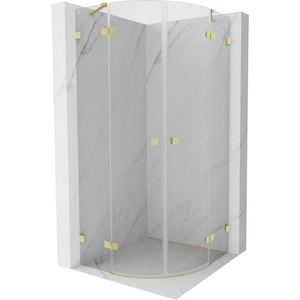 Mexen Lunar полукръгла душ кабина 80 x 80 см, прозрачна, златно четкане - 833-080L-080P-55-00 (833-080L-080P-55-00)