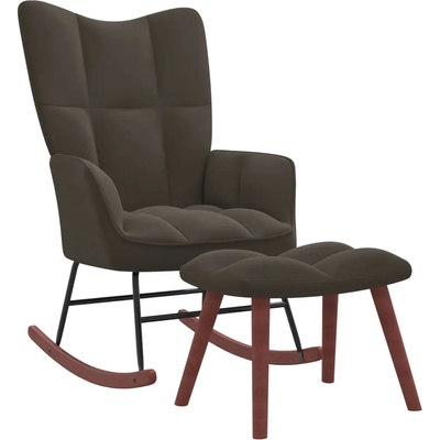 vidaXL Люлеещ стол с табуретка, тъмносив, кадифе (328151)