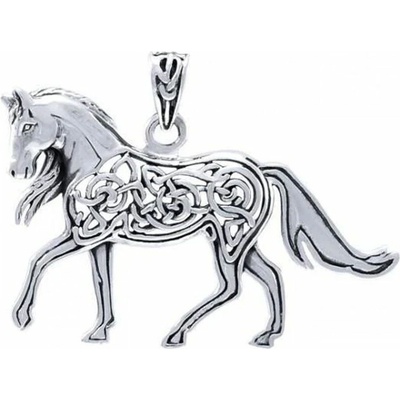 Fantasy Šperky KŮŇ s keltskými propletenci stříbrný přívěšek P3401