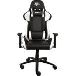 FragON Геймърски стол FragON 2X Series V2, изкуствена кожа, до 130kg, стандартна с люлееща функция, 2D регулируеми подлакътници, газов амортисьор клас 4, лумбална и шийна възглавница, черен/бял (FRGN_2X_R2_W