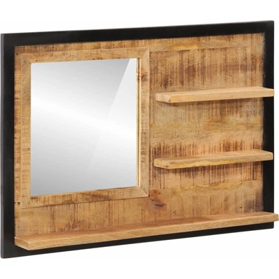 vidaXL Огледало с рафтове 80x8x55 см стъкло и масивно дърво манго (358578)