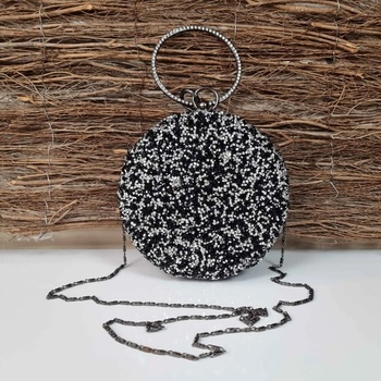 Image 1 of Блестяща черна кръгла чанта - Steisi