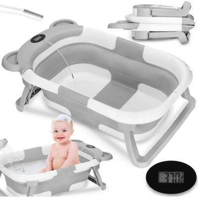 SPRINGOS Vanička pro miminko s teploměrem skládací 27L BAMBINA šedá
