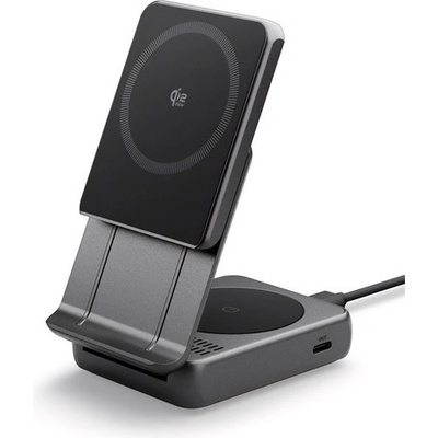 Spigen EF302MOQ Настолно зарядно устройство 2в1 25W, Qi2, ЧЕРНО ACH10399 (ACH10399)