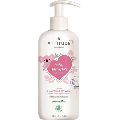 Attitude Detské telové mydlo a šampón 2 v 1 Babyleaves bez vône 473 ml