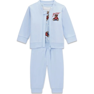 Guess Бледо син бебешки комплект със суичър, панталон и късо боди с мечета Guess