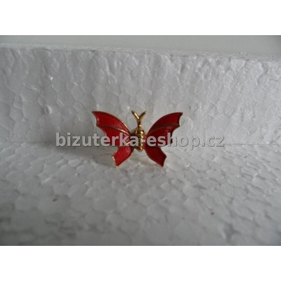 Bizuterka-eshop.cz brož motýlek zlato červená BZ-04217