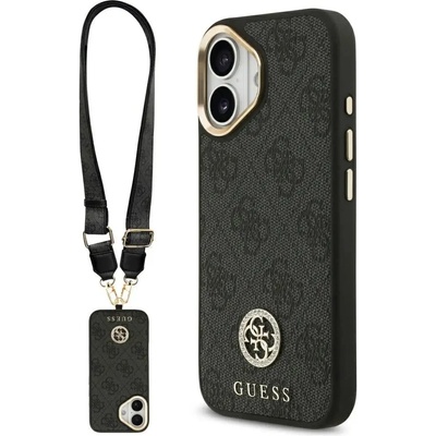 GUESS 4G Strass Logo & Big Strap Metal Buttons MagSafe Case за iPhone 17 - черен (3666339550806)