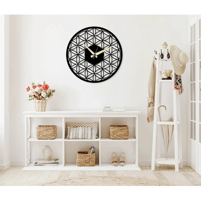 Karls Design Drevené nástenné hodiny Mandala 40 cm strieborná