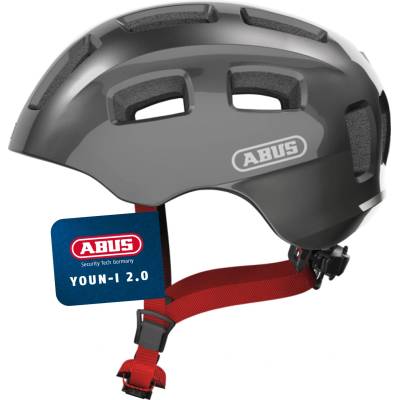 ABUS Youn-I 2.0 bicycle helmet - with light for children, teenagers and young adults - for girls and boys - titanium (sparkling), size M - 40171