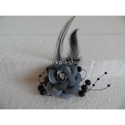 Bizuterka-eshop.cz květ šedo černý BZ-03394