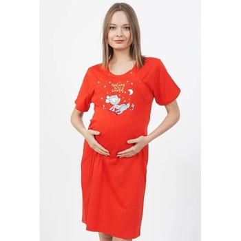 Image 1 of Ярко червена нощница за кърмачки със сърничка