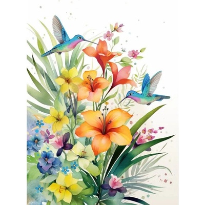 Přání Bug Art A6, květiny - Kolibříci