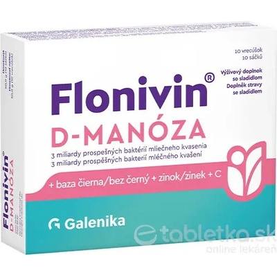 Flonivin D-MANÓZA vrecúška + baza čierna + zinok + vitamín C 10 ks