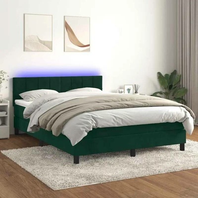 vidaXL 11461.3134408 Boxspring postel s matrací a LED tmavě zelená samet