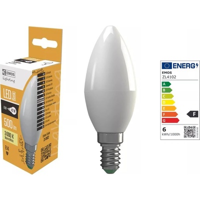 Emos LED žiarovka Basic Candle 6W E14 teplá biela