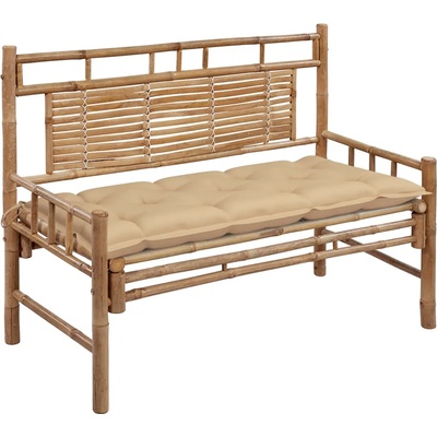 vidaXL Градинска пейка с възглавница, 120 см, бамбук (3063894)