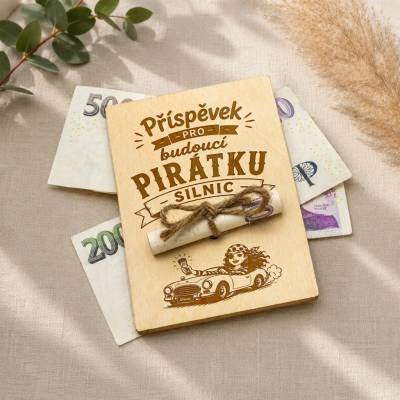 Dřevia Dřevěná karta na peníze - Pro budoucí pirátku silnic
