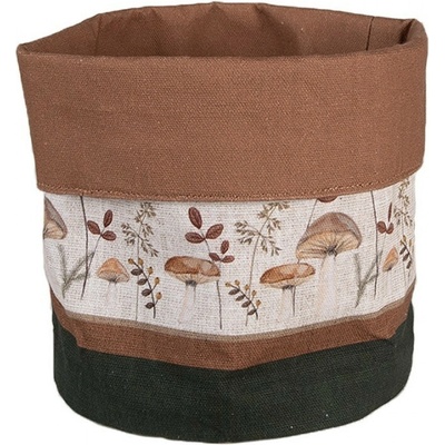 Béžový bavlnený košík na pečivo s hubkami Little Forest Jewels - Ø 15*16 cm - Clayre & Eef