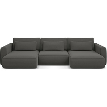 makamii Тъмносив кадифен разтегателен ъглов диван с място за съхранение (U форма) Kapua - Makamii (KAPUA_UF_3_P1_C2)